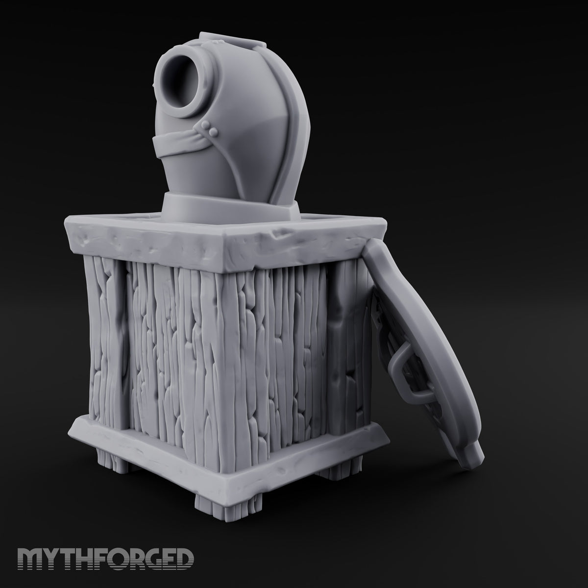 Breastplate Awaiting a Buyer Wooden Crate Armour Display