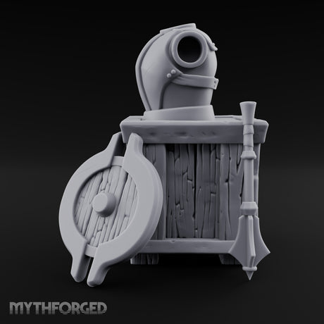 Breastplate Awaiting a Buyer Wooden Crate Armour Display