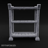 Helms Up, Boots Down Wooden Armour Display Shelf — Empty