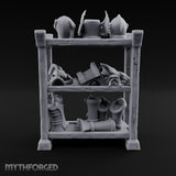 Helms Up, Boots Down Wooden Armour Display Shelf — Stocked