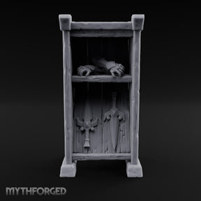 Gauntlets Left Out to Dry Wooden Armour Merchant Shelf