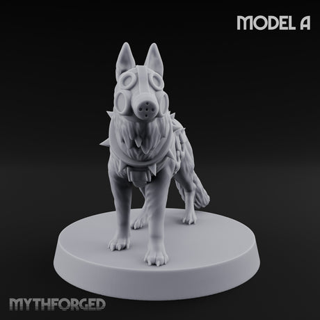 Armour Plated Snarling Trench Combat Dog A Miniature for Dungeons and Dragons, Pathfinder or other TTRPGs