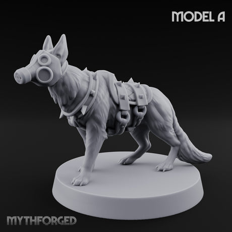 Armour Plated Snarling Trench Combat Dog A Miniature for Dungeons and Dragons, Pathfinder or other TTRPGs