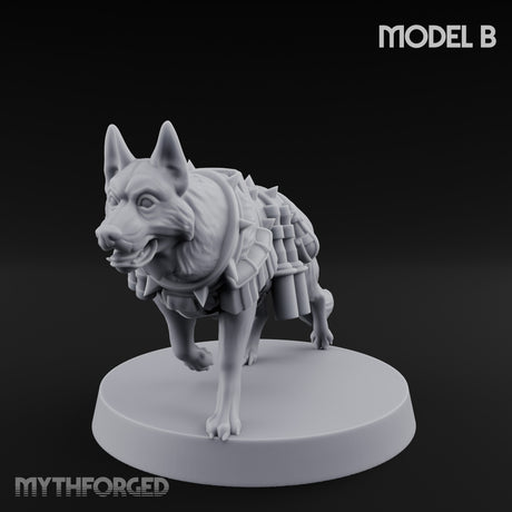 Armour Plated Snarling Trench Combat Dog B Miniature for Dungeons and Dragons, Pathfinder or other TTRPGs