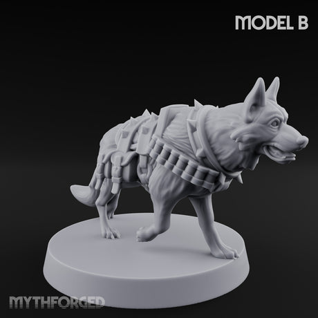Armour Plated Snarling Trench Combat Dog B Miniature for Dungeons and Dragons, Pathfinder or other TTRPGs