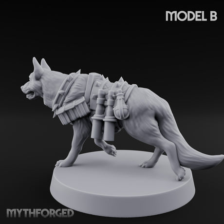 Armour Plated Snarling Trench Combat Dog B Miniature for Dungeons and Dragons, Pathfinder or other TTRPGs