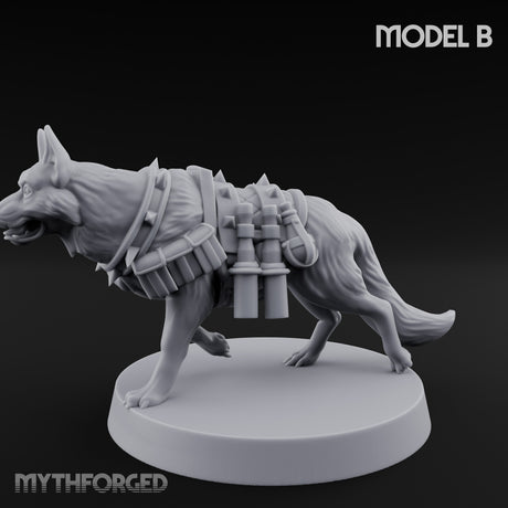 Armour Plated Snarling Trench Combat Dog B Miniature for Dungeons and Dragons, Pathfinder or other TTRPGs