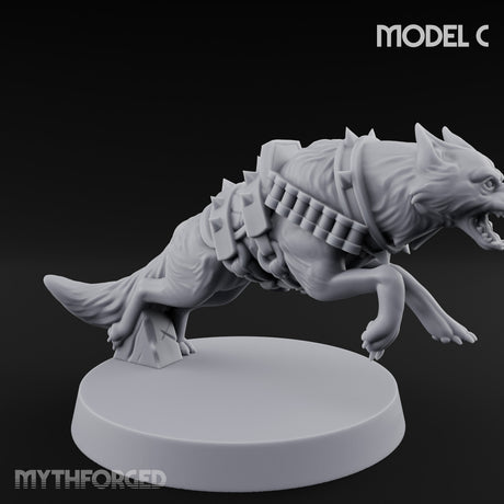 Armour Plated Snarling Trench Combat Dog C Miniature for Dungeons and Dragons, Pathfinder or other TTRPGs