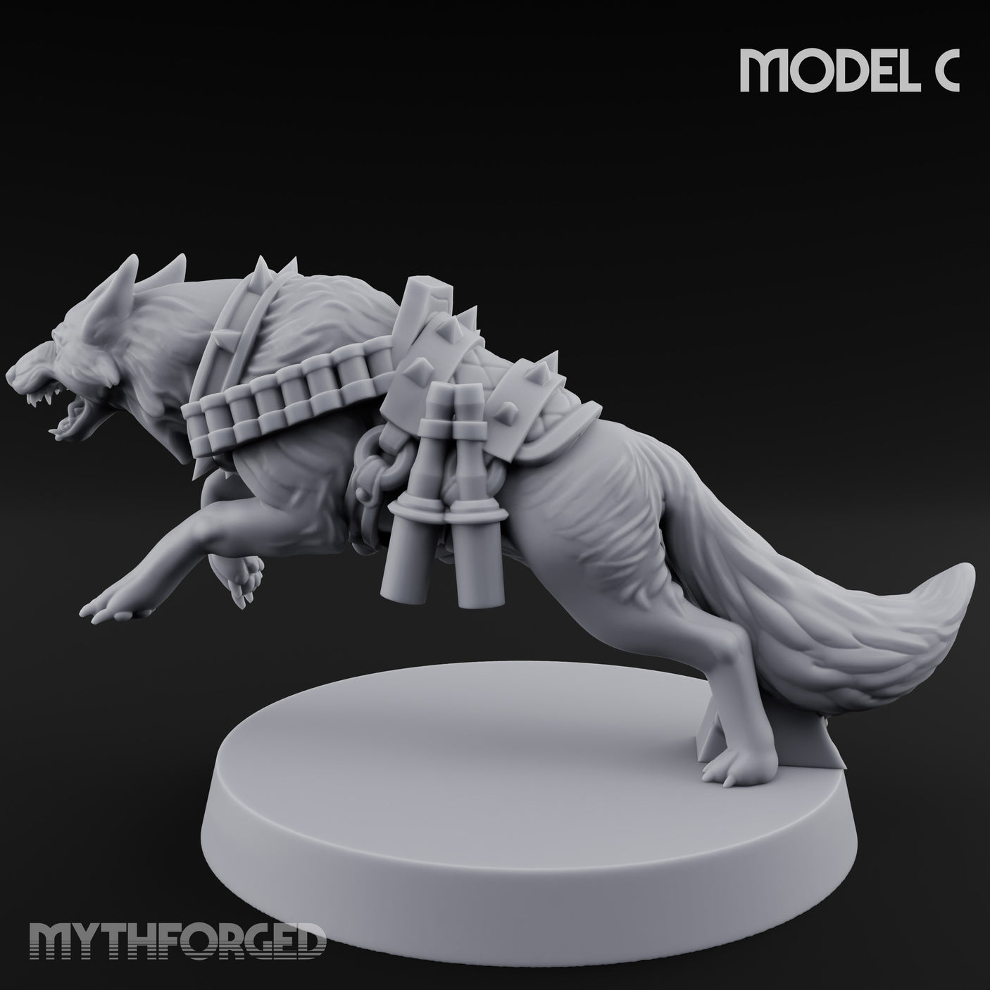 Armour Plated Snarling Trench Combat Dog C Miniature for Dungeons and Dragons, Pathfinder or other TTRPGs