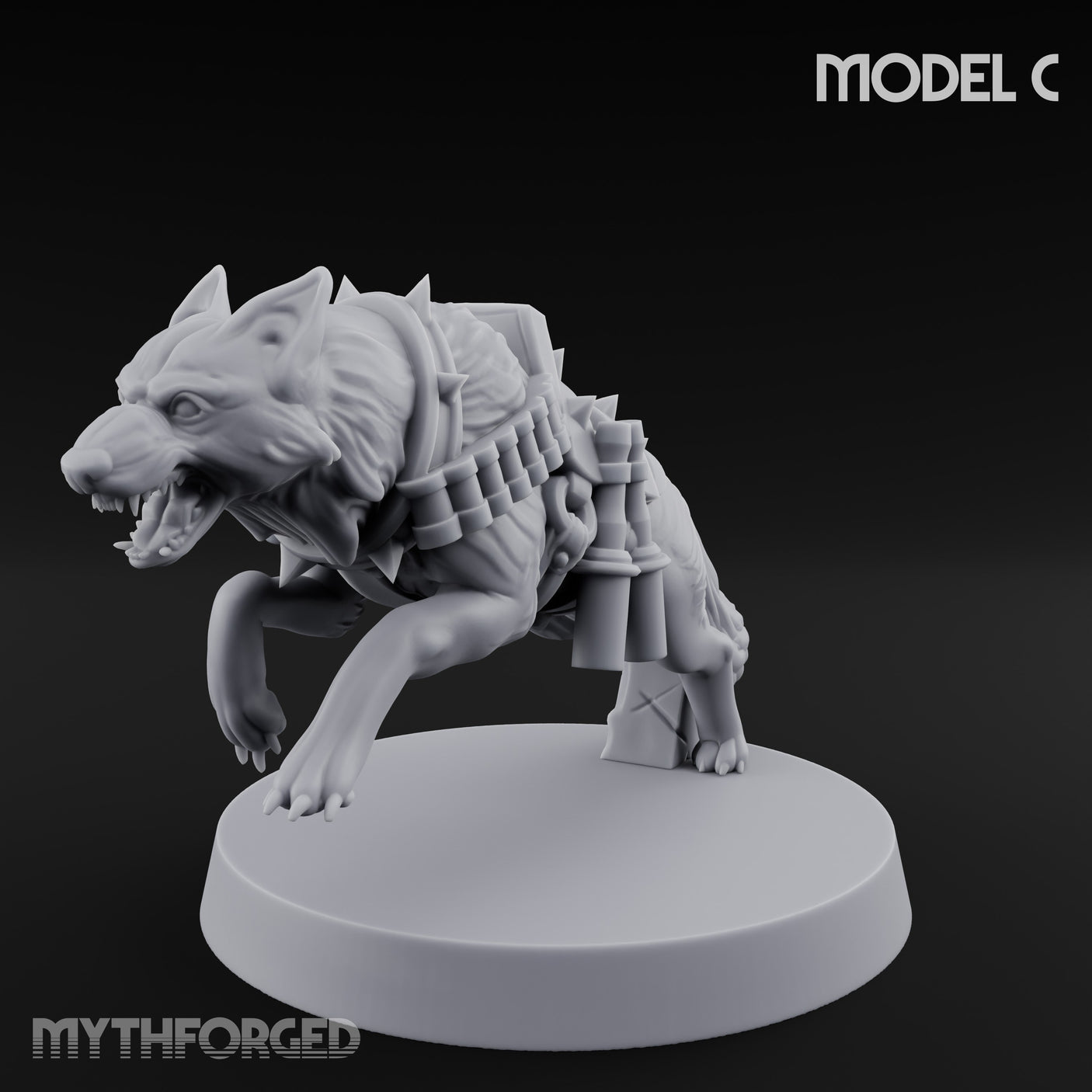 Armour Plated Snarling Trench Combat Dog C Miniature for Dungeons and Dragons, Pathfinder or other TTRPGs