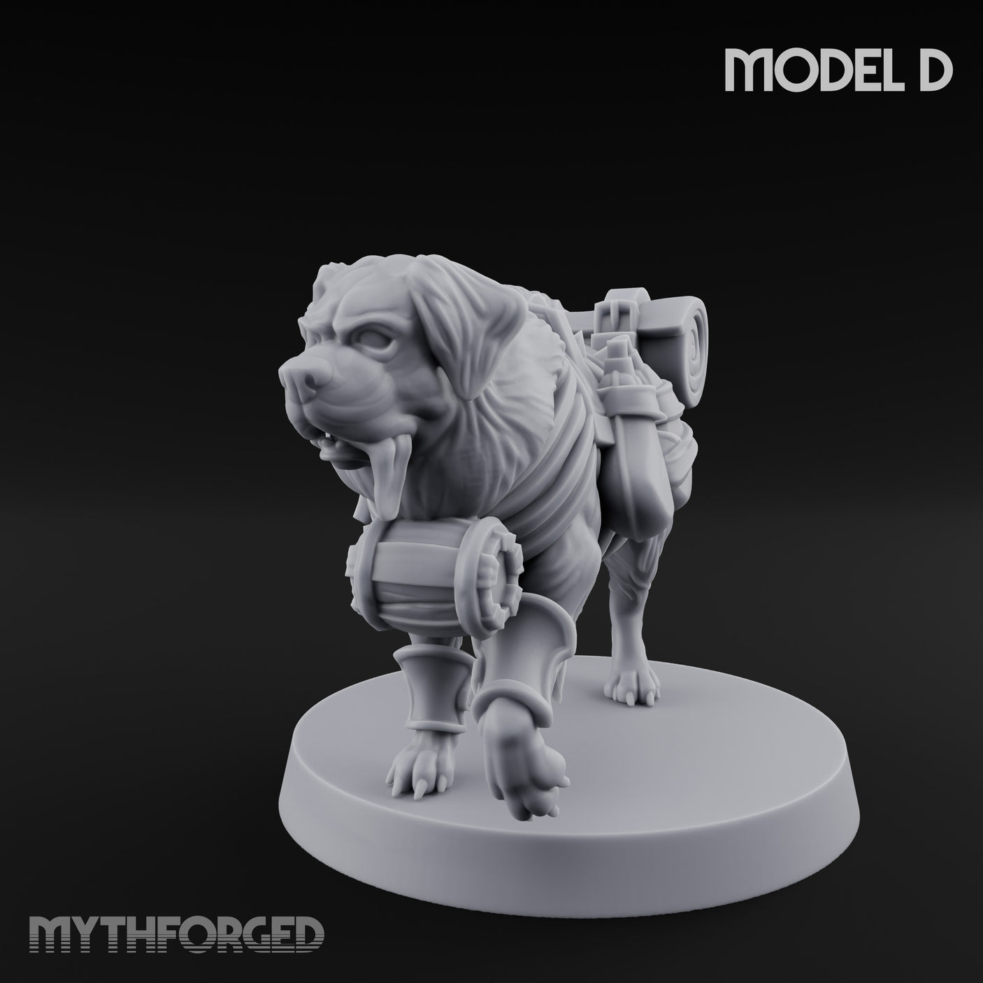 Armour Plated Snarling Trench Combat Dog D Miniature for Dungeons and Dragons, Pathfinder or other TTRPGs
