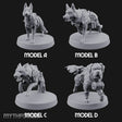 Armour Plated Snarling Trench Combat Dogs Miniature for Dungeons and Dragons, Pathfinder or other TTRPGs
