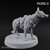 Armour Plated Snarling Trench Combat Dogs Miniature for Dungeons and Dragons, Pathfinder or other TTRPGs