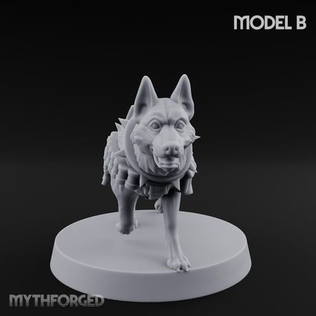 Armour Plated Snarling Trench Combat Dogs Miniature for Dungeons and Dragons, Pathfinder or other TTRPGs