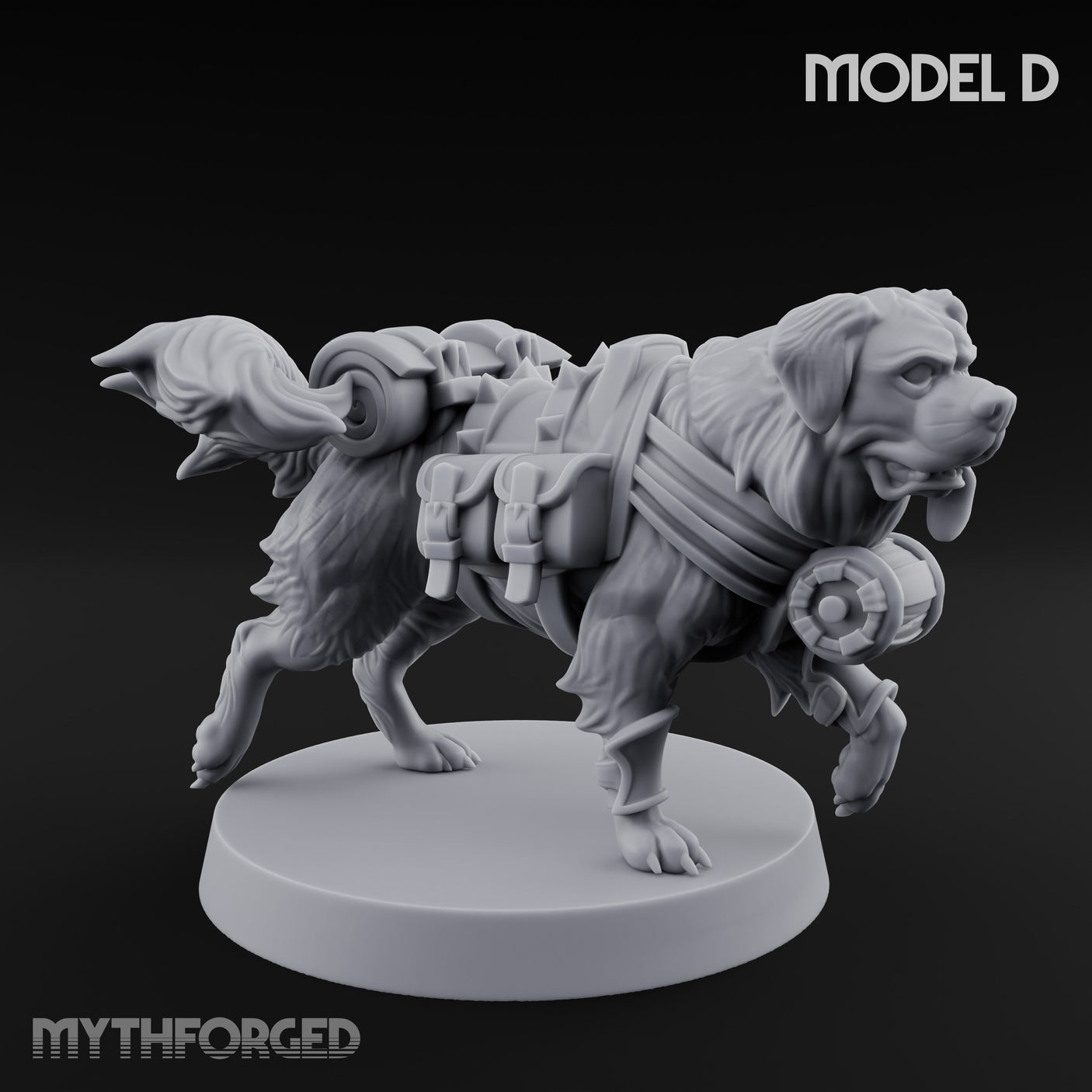 Armour Plated Snarling Trench Combat Dogs Miniature for Dungeons and Dragons, Pathfinder or other TTRPGs