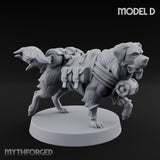 Armour Plated Snarling Trench Combat Dogs Miniature for Dungeons and Dragons, Pathfinder or other TTRPGs