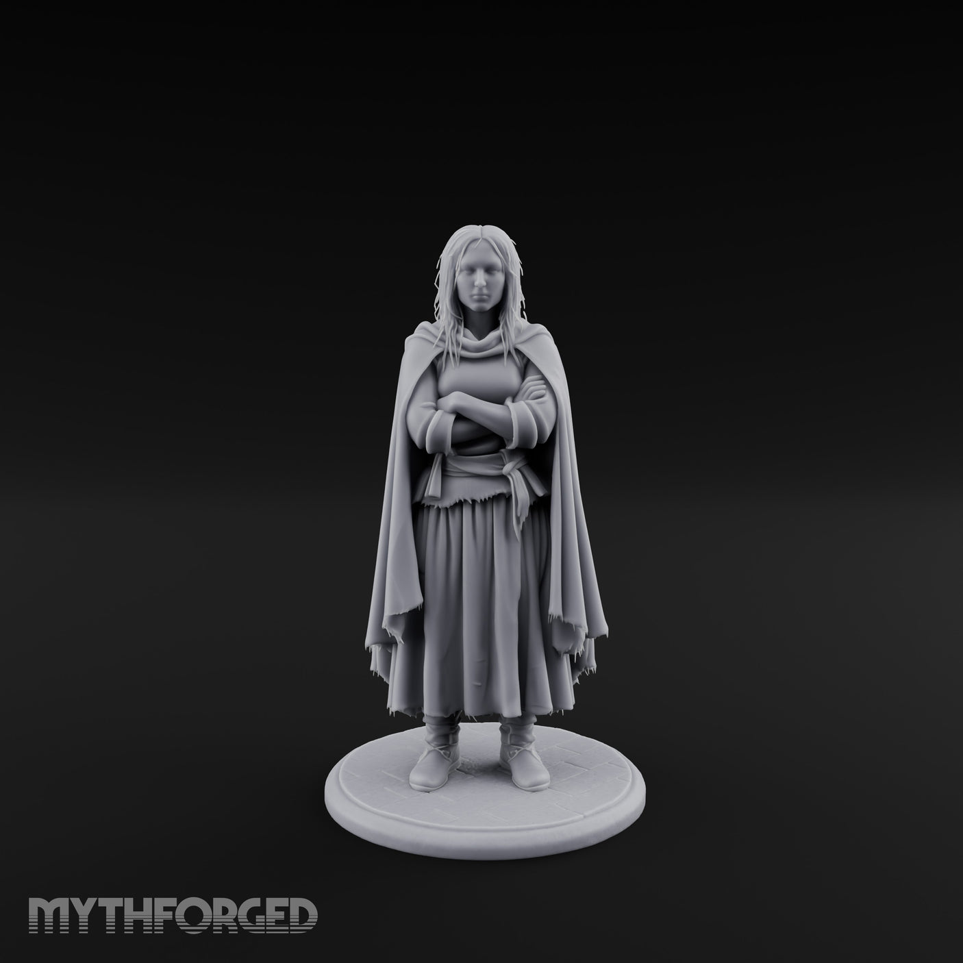 Arms Folding Human Peasant Miniature for Dungeons and Dragons, Pathfinder or other TTRPGs