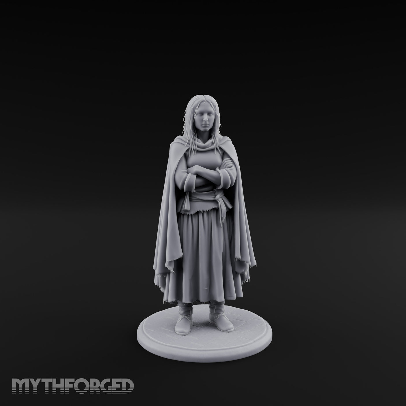 Arms Folding Human Peasant Miniature for Dungeons and Dragons, Pathfinder or other TTRPGs