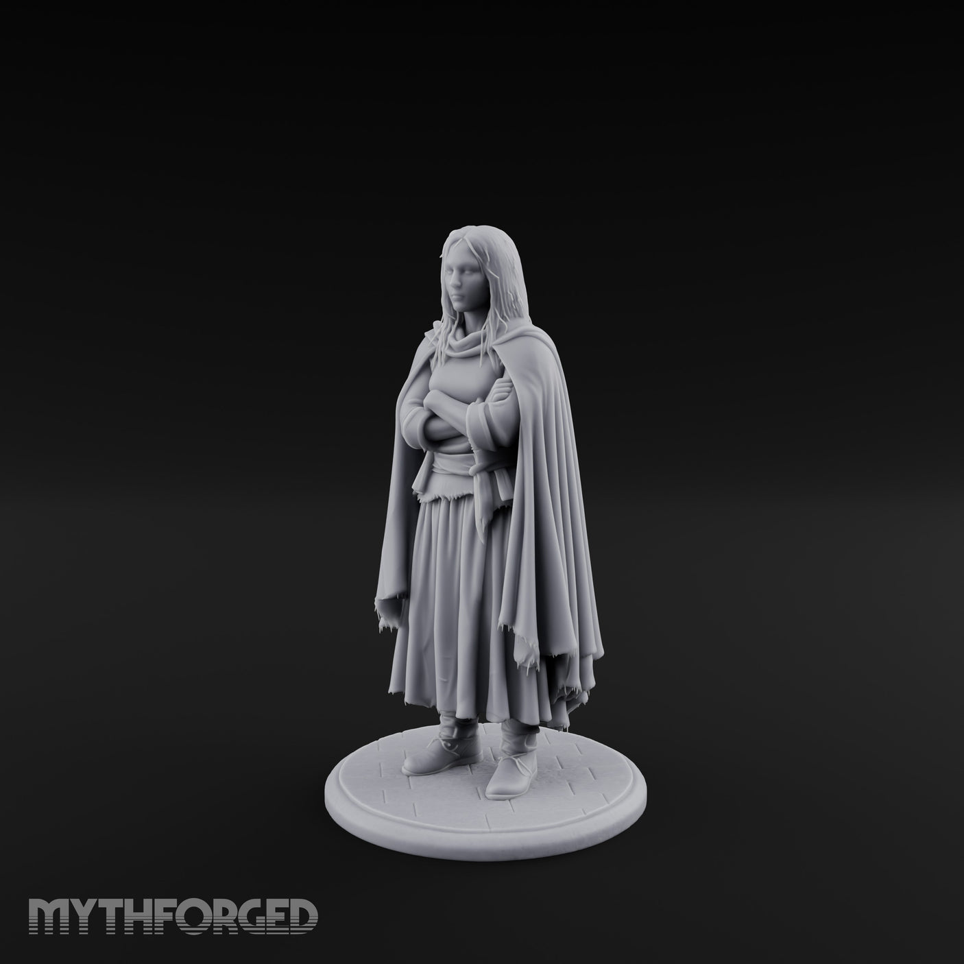 Arms Folding Human Peasant Miniature for Dungeons and Dragons, Pathfinder or other TTRPGs