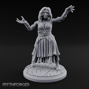 Arms Outstretched Human Witch Miniature for Dungeons and Dragons, Pathfinder or other TTRPGs