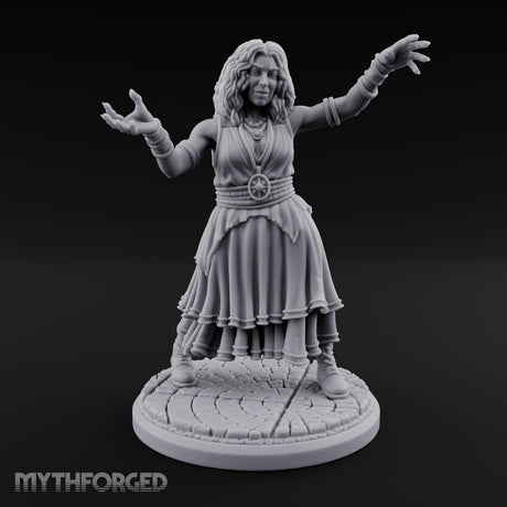 Arms Outstretched Human Witch Miniature for Dungeons and Dragons, Pathfinder or other TTRPGs