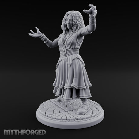 Arms Outstretched Human Witch Miniature for Dungeons and Dragons, Pathfinder or other TTRPGs