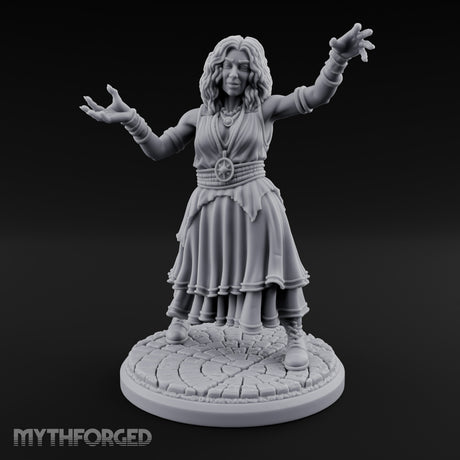 Arms Outstretched Human Witch Miniature for Dungeons and Dragons, Pathfinder or other TTRPGs
