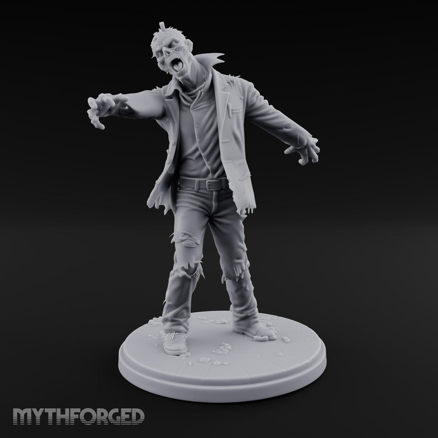 Arms Outstretched Lurching Zombie Civilian Miniature for Dungeons and Dragons, Pathfinder or other TTRPGs