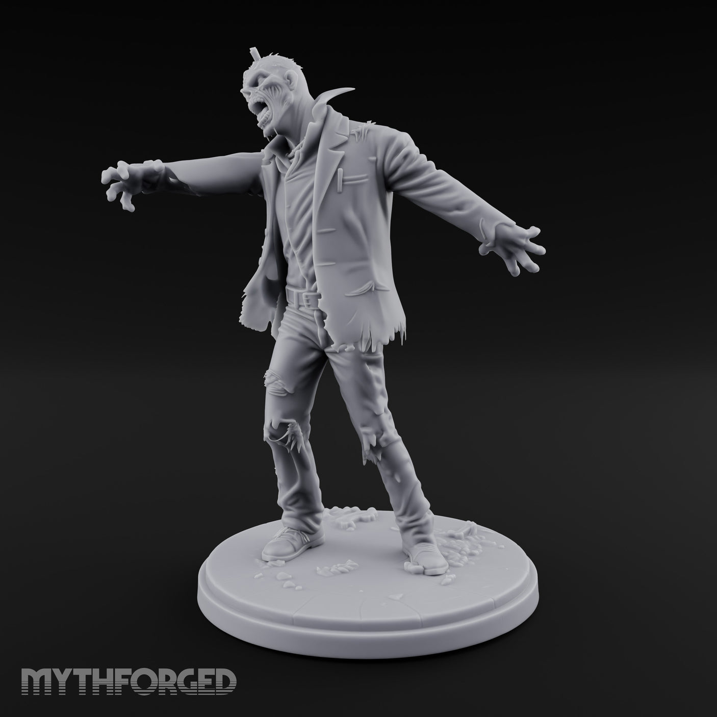 Arms Outstretched Lurching Zombie Civilian Miniature for Dungeons and Dragons, Pathfinder or other TTRPGs