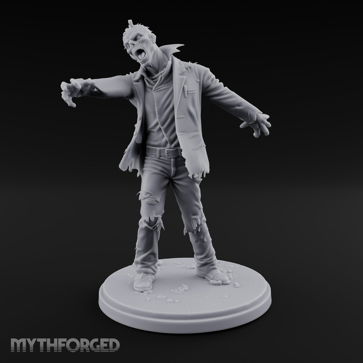 Arms Outstretched Lurching Zombie Civilian Miniature for Dungeons and Dragons, Pathfinder or other TTRPGs