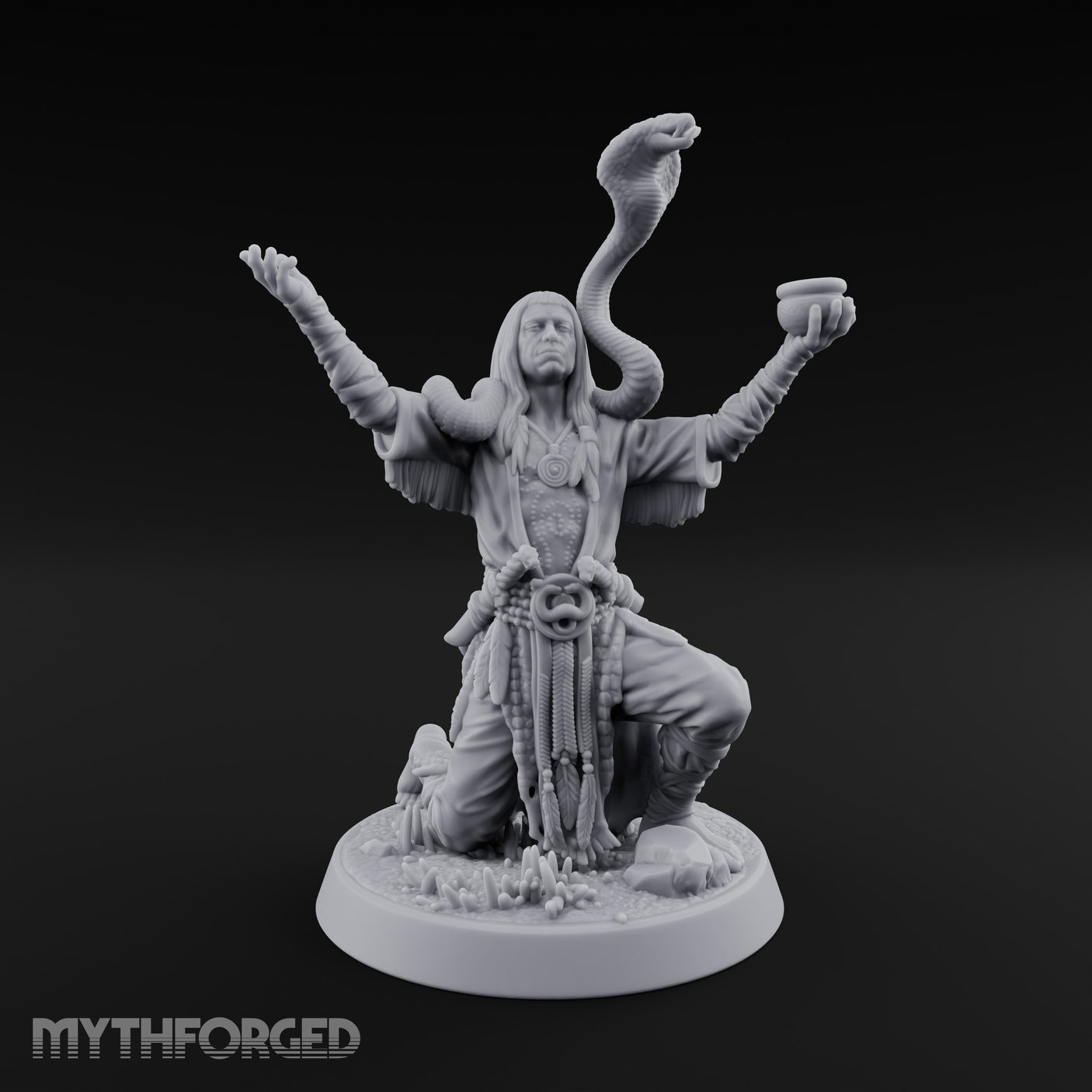 Arms Raised Offering Head Cultist Miniature for Dungeons and Dragons, Pathfinder or other TTRPGs