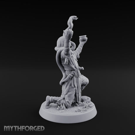 Arms Raised Offering Head Cultist Miniature for Dungeons and Dragons, Pathfinder or other TTRPGs