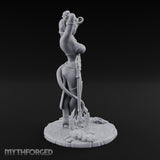 Arms Raised Trident Resting Tiefling Warlock Miniature for Dungeons and Dragons, Pathfinder or other TTRPGs