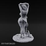 Arms Raised Trident Resting Tiefling Warlock Miniature for Dungeons and Dragons, Pathfinder or other TTRPGs