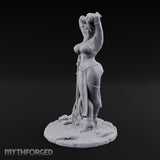 Arms Raised Trident Resting Tiefling Warlock Miniature for Dungeons and Dragons, Pathfinder or other TTRPGs