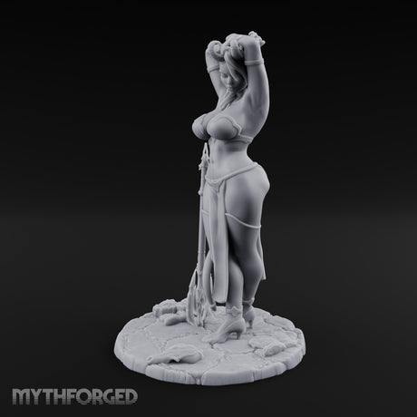 Arms Raised Trident Resting Tiefling Warlock Miniature for Dungeons and Dragons, Pathfinder or other TTRPGs