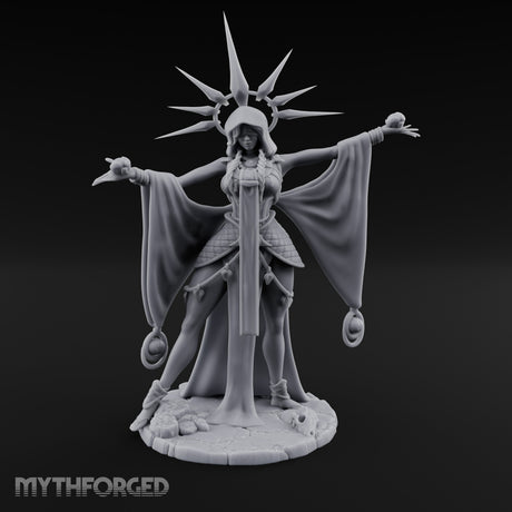 Arms Wide Sun Crown Human Sorceress Miniature for Dungeons and Dragons, Pathfinder or other TTRPGs
