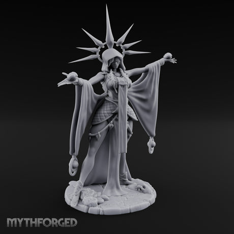 Arms Wide Sun Crown Human Sorceress Miniature for Dungeons and Dragons, Pathfinder or other TTRPGs