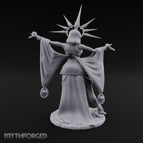 Arms Wide Sun Crown Human Sorceress Miniature for Dungeons and Dragons, Pathfinder or other TTRPGs