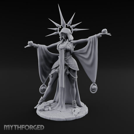 Arms Wide Sun Crown Human Sorceress Miniature for Dungeons and Dragons, Pathfinder or other TTRPGs
