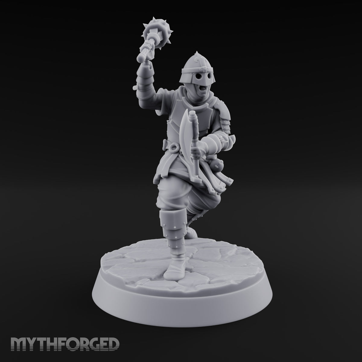 Mismatched Armoury, Matching Resolve Human Knights — C · Spiked Mace + Daggers + Mace & Axe + Spear & Javelin