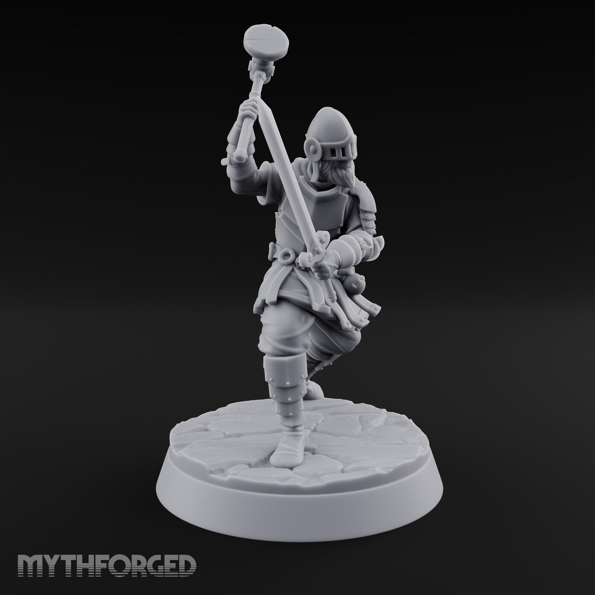 Mismatched Armoury, Matching Resolve Human Knights — C · Glaive + Bow + Sword & Warhammer + Sword & Round Shield