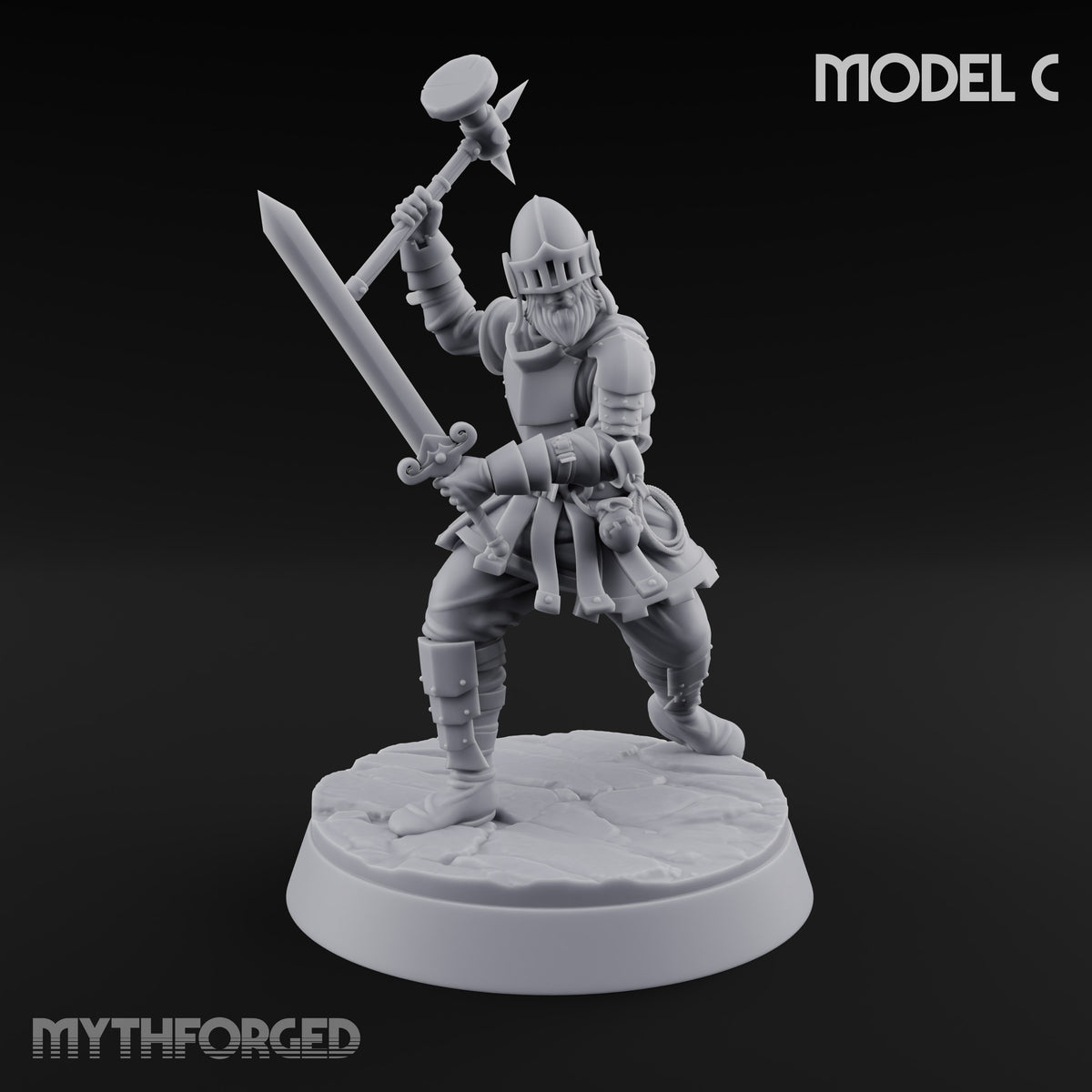 Mismatched Armoury, Matching Resolve Human Knight C — Sword & Warhammer