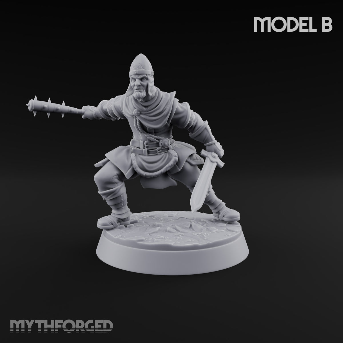 Muster Roll Misfits Human Soldiers — B · Twin Axes + Spiked Mace & Sword + Spear & Tower Shield + Bow & Dagger