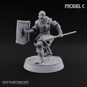 Muster Roll Misfits Human Soldier C — Spear & Tower Shield