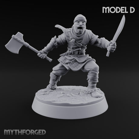 Muster Roll Misfits Human Soldiers — D · Sword & Whip + Axe & Shield + Sword & Flail + Axe & Dagger