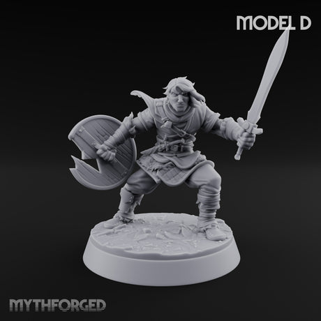 Muster Roll Misfits Human Soldiers — D · Dagger & Shield + Sword & Open Hand + Crossbow & Hammer + Sword & Shield