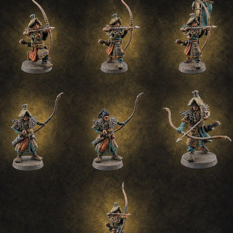 Arrow Loosing Nomad Archers — painted concept preview (miniature supplied unpainted)