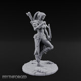 Arrow Nocked Knee Raised Elf Archer Miniature for Dungeons and Dragons, Pathfinder or other TTRPGs