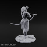 Arrow Nocked Knee Raised Elf Archer Miniature for Dungeons and Dragons, Pathfinder or other TTRPGs